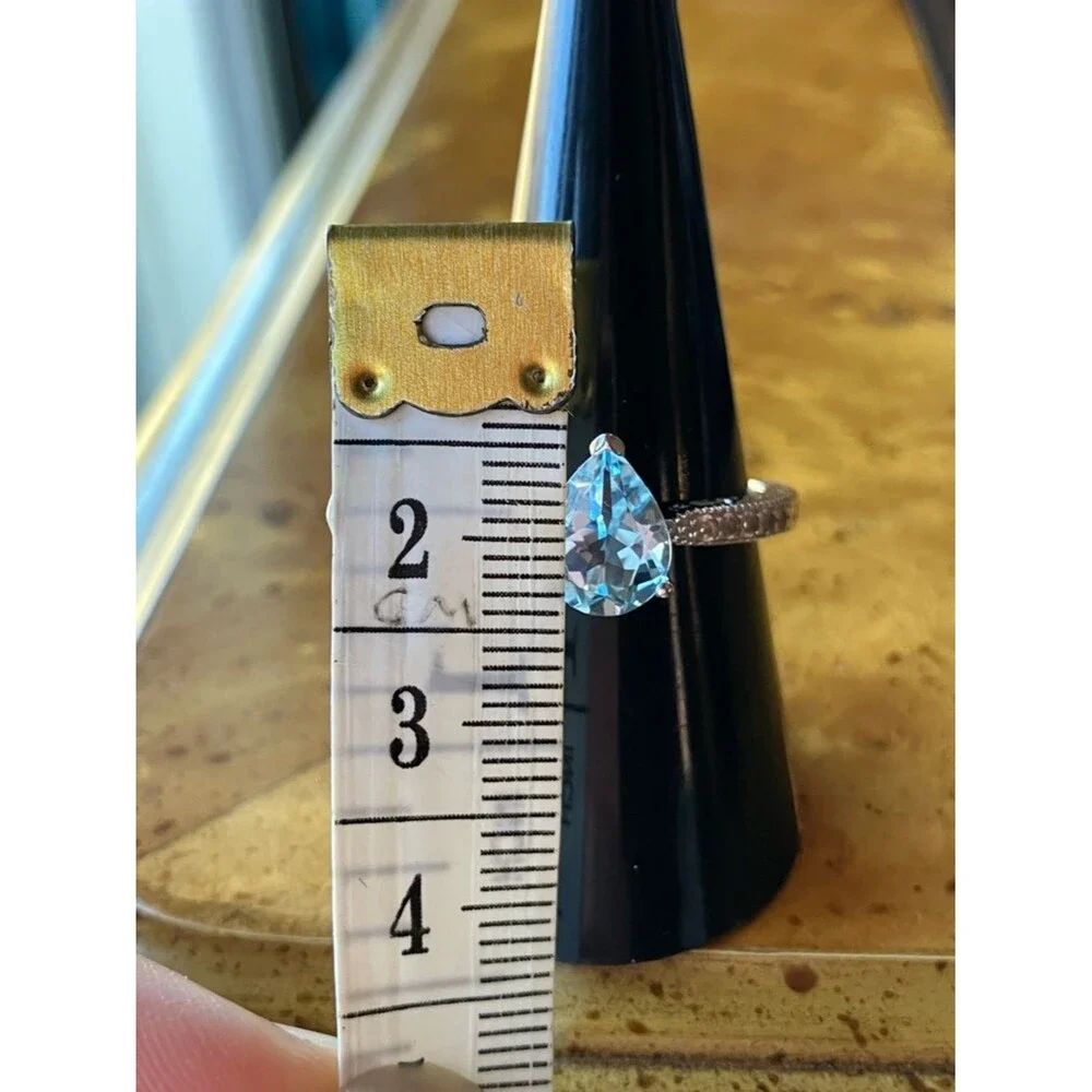 Natural Sky Blue Topaz Ring Size 7.75
